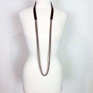 NWT Charlie Paige Brown  Leather Chain Wrap Choker